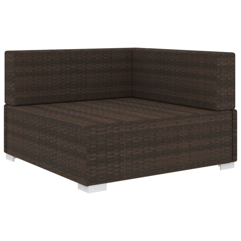 Chaise d'angle 1 pc et coussins Résine tressée Marron 538473538473