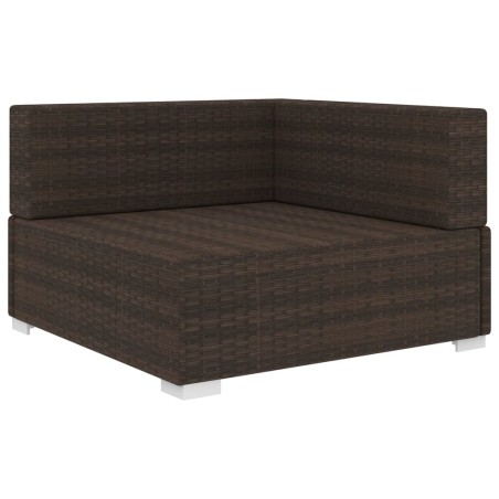Chaise d'angle 1 pc et coussins Résine tressée Marron 538473538473