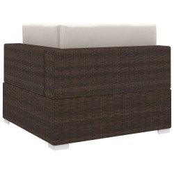 Chaise d'angle 1 pc et coussins Résine tressée Marron 538473538473