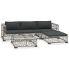 Salon de jardin 5 pcs avec coussins résine tressée gris 538479538479