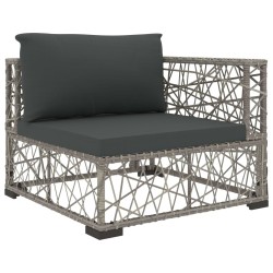Salon de jardin 5 pcs avec coussins résine tressée gris 538479538479