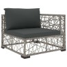 Salon de jardin 5 pcs avec coussins résine tressée gris 538479538479