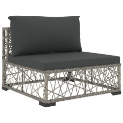 Salon de jardin 5 pcs avec coussins résine tressée gris 538479538479