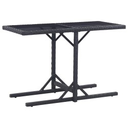 Table de jardin Noir 110x53x72 cm Verre et résine tressée 538488538488