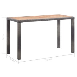 Table de jardin Anthracite et marron 123x60x74 cm Bois d'acacia 538489538489