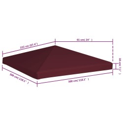 Toile supérieure de gazebo 310 g/m² 3x3 m Bordeaux 538497538497