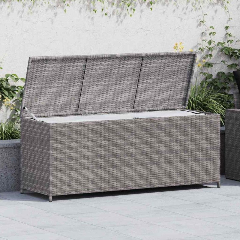 Boîte de rangement de jardin gris 150x50x60 cm résine tressée 538510538510