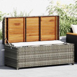 Banc de rangement de jardin 120 cm Résine tressée Gris 538513538513