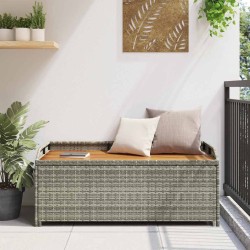 Banc de rangement de jardin 120 cm Résine tressée Gris 538513538513