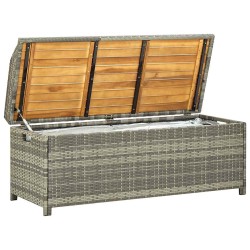 Banc de rangement de jardin 120 cm Résine tressée Gris 538513538513