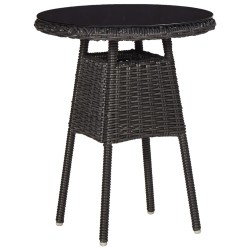 Mobilier de bistro 3 pcs avec coussins Résine tressée Noir 538524538524
