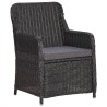 Mobilier de bistro 3 pcs avec coussins Résine tressée Noir 538524538524