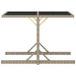 Table de jardin Beige 110x53x72 cm Verre et résine tressée 538528538528