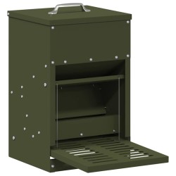 Nourrisseur à pédale pour poules Vert olive 25 x 42 x 40 cm 538532538532