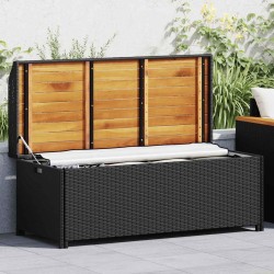 Banc de rangement de jardin 120 cm Résine tressée Noir 538541538541