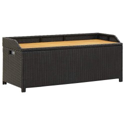 Banc de rangement de jardin 120 cm Résine tressée Noir 538541538541