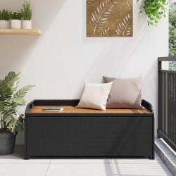 Banc de rangement de jardin 120 cm Résine tressée Noir 538541538541