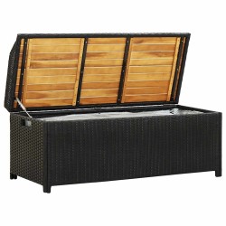 Banc de rangement de jardin 120 cm Résine tressée Noir 538541538541