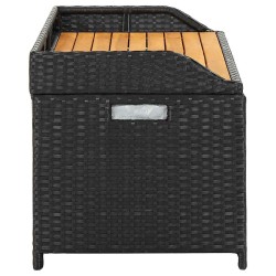 Banc de rangement de jardin 120 cm Résine tressée Noir 538541538541