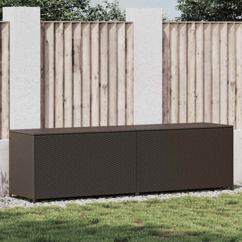 Boîte de rangement de jardin résine tressée 200x50x60 cm marron 538550538550