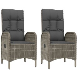 Chaises d'extérieur lot de 2 Résine tressée Gris 538552538552