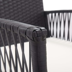 Fauteuils de jardin avec coussins lot de 2 Noir Résine tressée 538555538555