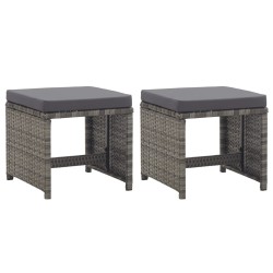 Tabourets de jardin lot de 2 coussins Résine tressée Anthracite 538560538560