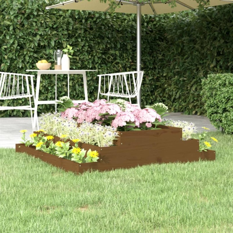 Jardinière Marron miel 110x110x27 cm Bois massif de pin 538561538561