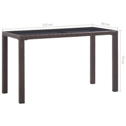 Table de jardin Marron 123x60x74 cm Résine tressée 538562538562