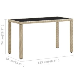 Table de jardin Beige 123x60x74 cm Résine tressée 538563538563