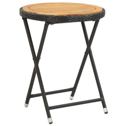 Table à thé Noir 60 cm Résine tressée et bois d'acacia solide 538606538606