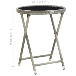 Table à thé Gris 60 cm Résine tressée et verre trempé 538607538607