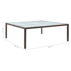 Table à manger de jardin Marron 200x200x74 cm Résine tressée 538608538608