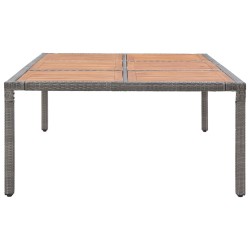 Table de jardin Gris 200x150x74 cm Résine tressée et acacia 538623538623
