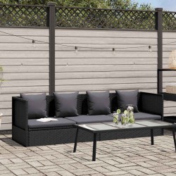 Lit de jardin avec coussin et oreiller Résine tressée Noir 538636538636