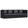 Lit de jardin avec coussin et oreiller Résine tressée Noir 538636538636
