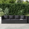 Lit de jardin avec coussin et oreiller Résine tressée Noir 538636538636