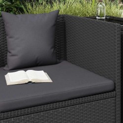 Lit de jardin avec coussin et oreiller Résine tressée Noir 538636538636