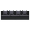 Lit de jardin avec coussin et oreiller Résine tressée Noir 538636538636