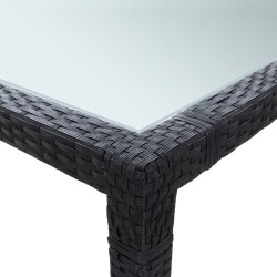 Table à dîner d'extérieur Noir 200x150x74 cm Résine tressée 538638538638