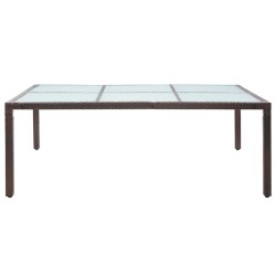 Table à dîner d'extérieur Marron 200x150x74 cm Résine tressée 538639538639