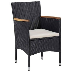 Mobilier d'extérieur 5 pcs Noir Résine tressée et bois d'acacia 538643538643