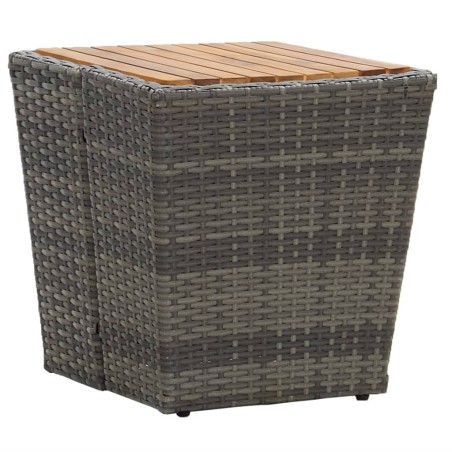 Table à thé gris 41,5x41,5x43cm résine tressée et bois d'acacia 538645538645