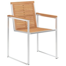 Chaises de jardin lot de 2 Bois teck solide et acier inoxydable 538647538647