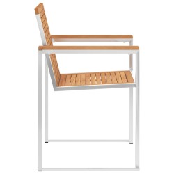 Chaises de jardin lot de 2 Bois teck solide et acier inoxydable 538647538647