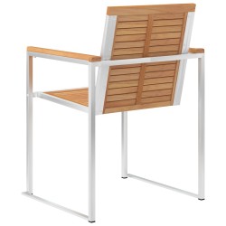 Chaises de jardin lot de 2 Bois teck solide et acier inoxydable 538647538647