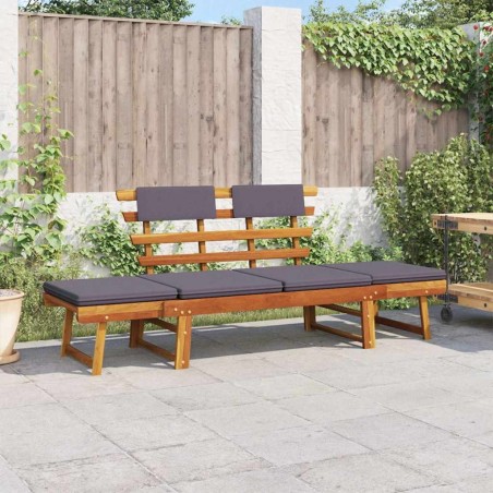 Chaise longue avec coussin 2-en-1 190 cm Bois solide d'acacia 538669538669