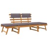 Chaise longue avec coussin 2-en-1 190 cm Bois solide d'acacia 538669538669