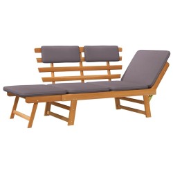 Chaise longue avec coussin 2-en-1 190 cm Bois solide d'acacia 538669538669