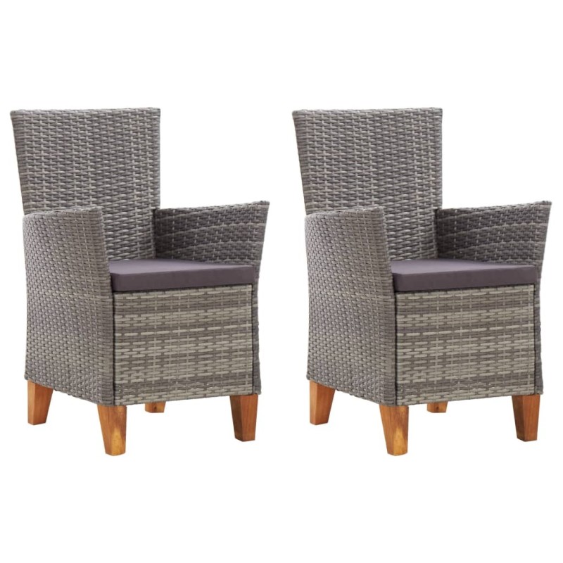 Chaises de jardin lot de 2 avec coussins Résine tressée Gris 538670538670